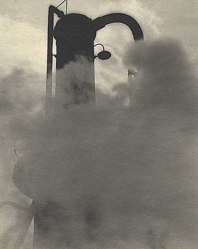 The Condensing Tower, Vintage silver print on &lsquo;Charcoal Black&rsquo; paper, ca. 1925