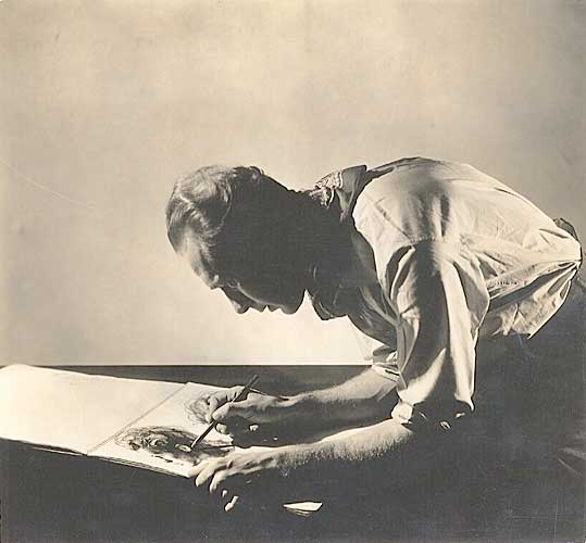 Pavel Tchelitchew [1889-1957] Drawing in His Studio, Vintage silver print, 1934