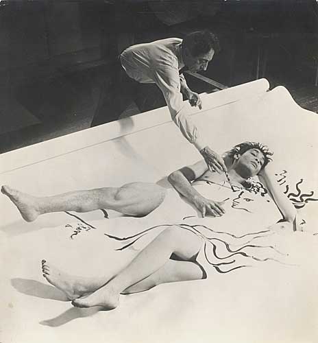 Jean Cocteau’s Painting Comes to Life, Vintage silver print, 1949