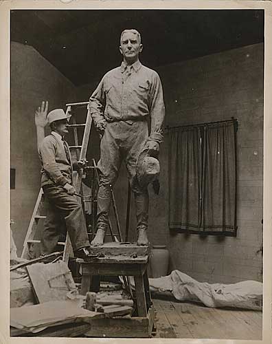 Gutzon Borglum [1871-1971] in His Studio, Vintage silver print, ca. 1915-25