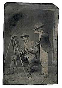 Frank Duvenek [1848-1919] and Henry Farny [1947-1916] in the Studio, Cincinnati, Ohio, Tintype, ca. 1875