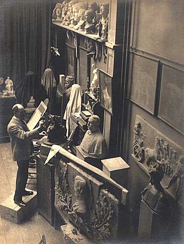 Daniel Chester French [1850-1931] in His Studio, Vintage silver print, 1906