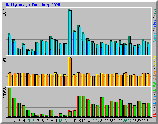 Daily usage for July 2025