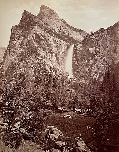 Yosemite, Bridal Veil Falls [Po-ho-no], Albumen print, ca. 1872